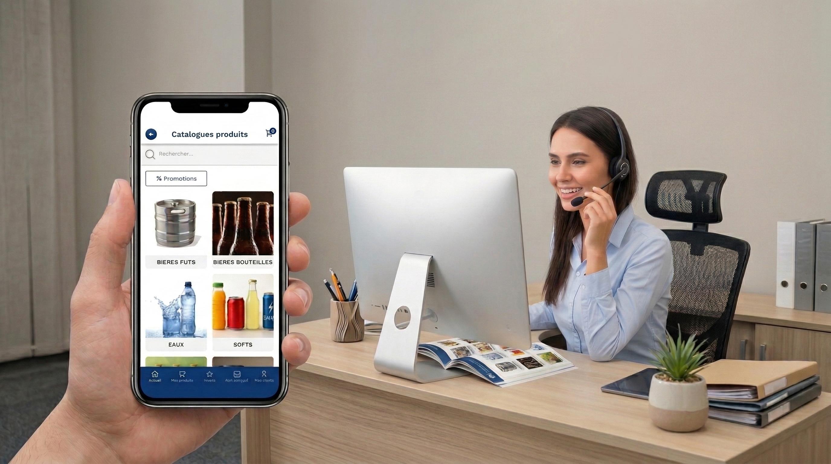 Appli commande et télévendeuse Obiervin